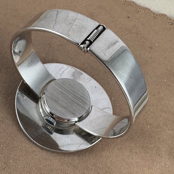 Vintage Marcel Boucher Round Hinged Cuff Bracelet Manual Winding Watch - Picture 3 of 8